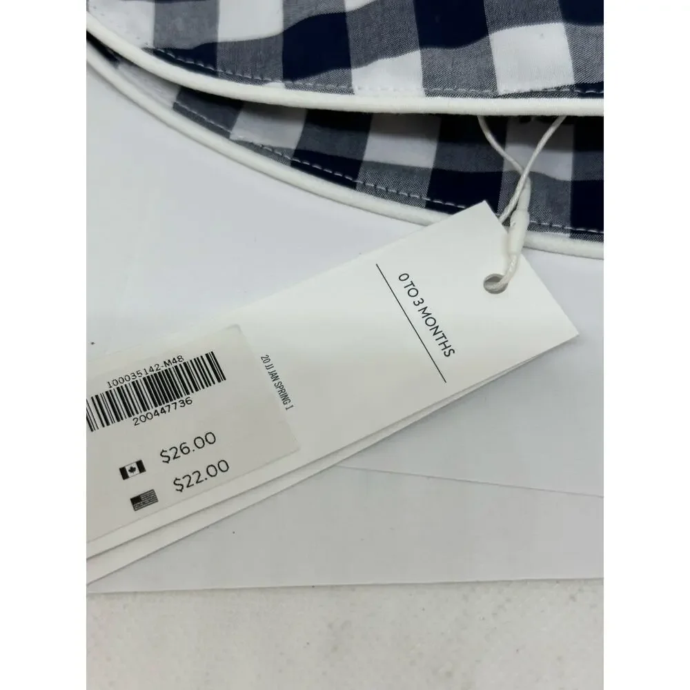 JANIE AND JACK Navy Blue Gingham Plaid Check Bucket Hat Preppy - 6-12 mos - NWT